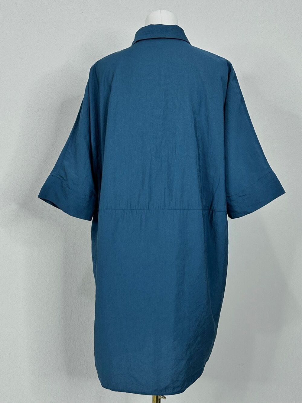 COS Crinkled Woven Oversized Shirt Dress Blue Teal Hidden Placket XS - Picture 11 of 16